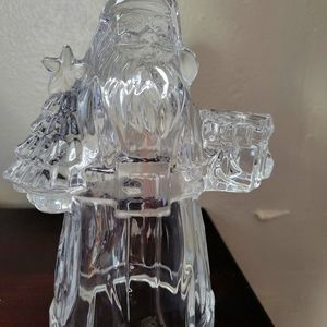 Christmas Crystal Santa clause candle holder